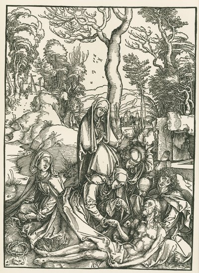 A Lamentação de Cristo, c.1498-99 (xilogravura) de Albrecht Dürer or Duerer