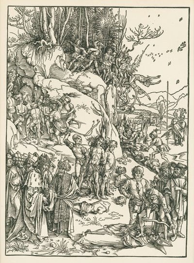 O Martírio dos Dez Mil, c.1496 (xilogravura) de Albrecht Dürer or Duerer