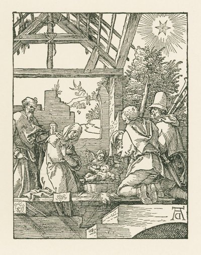 A Natividade, c.1510 (xilogravura) de Albrecht Dürer or Duerer