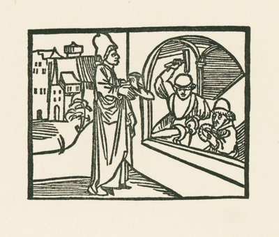 O Padre levando o seu sapato ao ourives, c.1489-90 (xilogravura) de Albrecht Dürer or Duerer