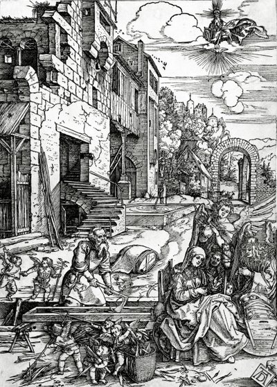 O resto da fuga para o Egito, da série &39;Vida da Virgem&39; de Albrecht Dürer