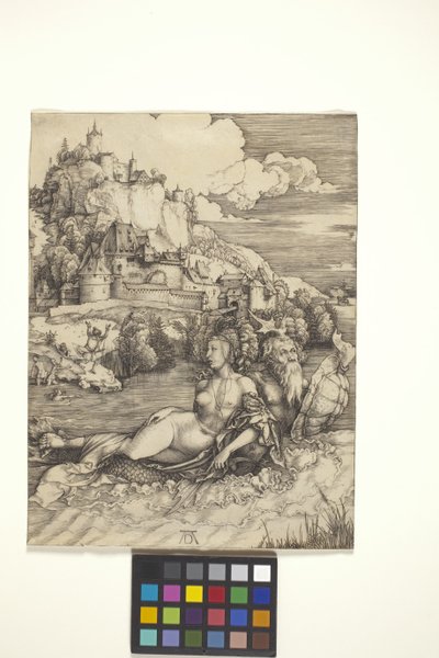 O monstro marinho (Meerwunder) (gravura em papel colocado) de Albrecht Dürer