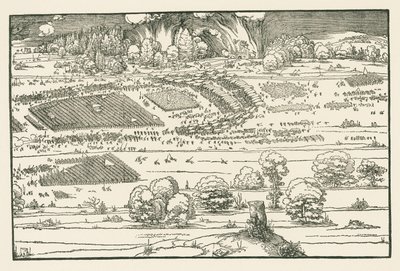 O cerco de uma fortaleza. Bloco da direita de Albrecht Dürer or Duerer