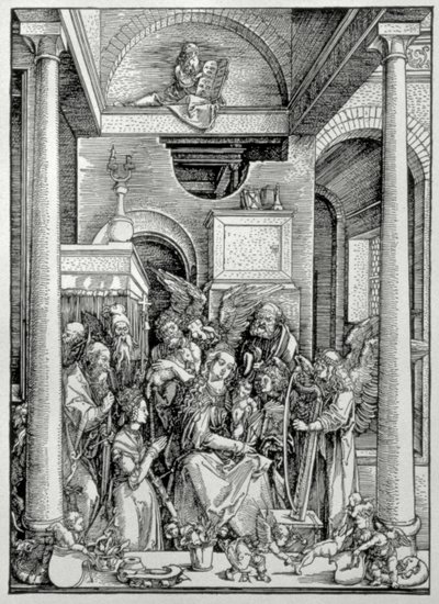 A Virgem e o Menino com Santos (xilogravura) de Albrecht Dürer