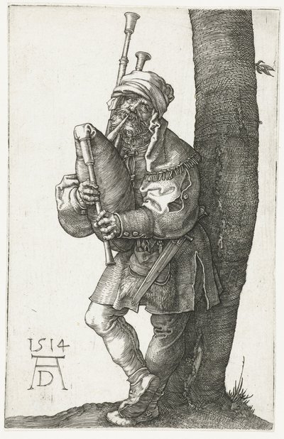 O tocador de gaita de foles de Albrecht Dürer or Duerer