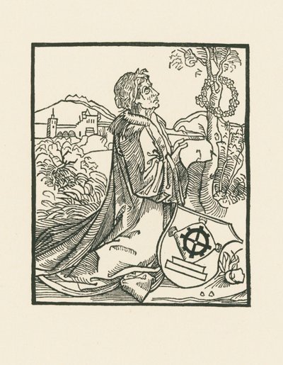 O poeta Sebastian Brant ajoelhado de Albrecht Dürer or Duerer