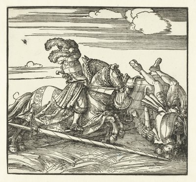 Dois cavaleiros a lutar a cavalo de Albrecht Dürer or Duerer