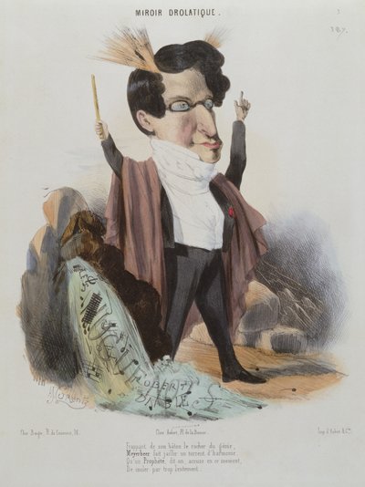 Caricatura de Jakob Meyerbeer (1791-1864) compositor alemão de Alcide Joseph Lorentz