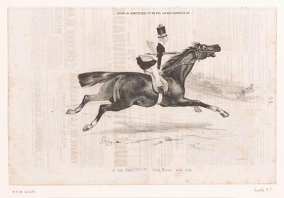 Jongeman op galopperend paard Ter um servo, e não tê-lo com você..! (título no objeto) Kleine geneugten van het paardrijden (título da série) As pequenas alegrias da equitação (título da série no objeto) de Alcide Joseph Lorentz