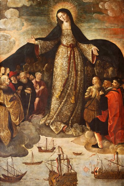 Virgem do retábulo dos Mareantes (detalhe) de Alejo Fernandez