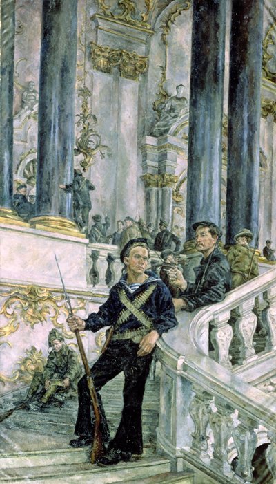 A captura do Palácio de inverno, 7 de novembro de 1917 de Aleksandr Aleksandrovich Osmerkin