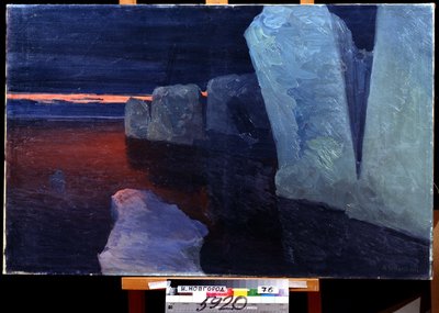 Pôr do sol. Pintura de Alexander Alexeyevich Borisov (1866-1934). Óleo sobre tela, 79 x 124,5 cm de Aleksandr Alekseevich Borisov