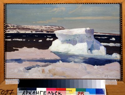 O mar de Kara, vista do arquipélago de Novaya Zemlya. Pintura de Alexander Alexeyevich Borisov (1866-1934). Óleo sobre tela, 33 x 50,5 cm de Aleksandr Alekseevich Borisov