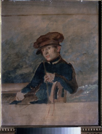 Auto-retrato (Auto-retrato). Oeuvre de Alexander Alexandreyevich Ivanov (1806-1858), huile sur papier de Aleksandr Andreevich Ivanov