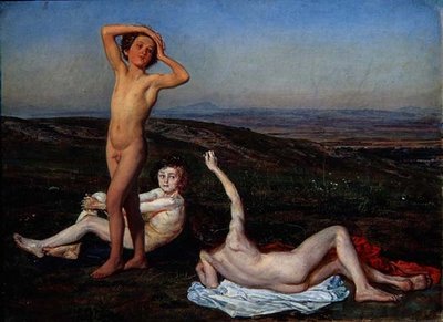 Três Rapazes Nus, estudem para "A Aparição de Cristo perante o Povo". de Aleksandr Andreevich Ivanov