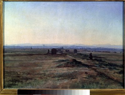 ""Vista da Via Appia (Via Ápia) ao pôr do sol"" Pintura de Alexander Ivanov (1806-1858) 1845 Galeria Estatal Tretyakov, Moscou de Aleksandr Andreevich Ivanov