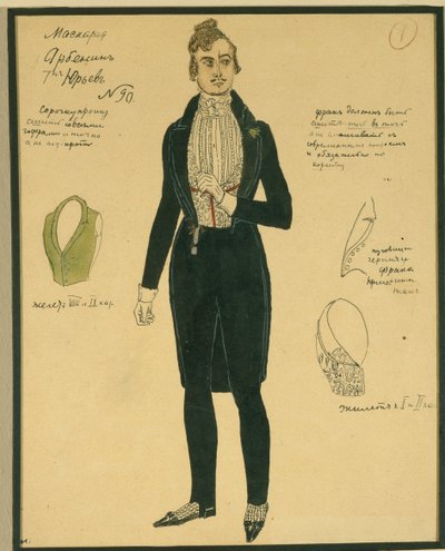 Arbenin. Figurino para a peça The Masquerade de M. Lermontov, 1917 de Aleksandr Jakovlevic Golovin