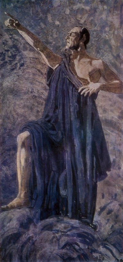 O cantor de ópera russo Feodor Chaliapin no papel principal da ópera Mefistofele (Mephistopheles) de Arrigo Boito de Aleksandr Jakovlevic Golovin