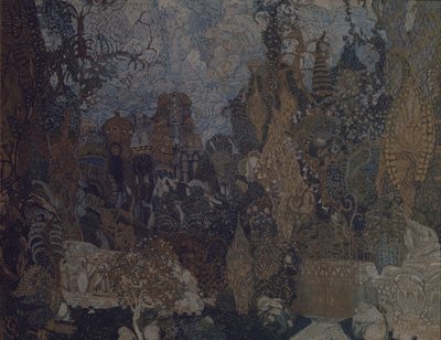 Cenografia para o balé O Firebird de I. Stravinsky, 1910 de Aleksandr Jakovlevic Golovin