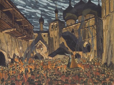 Cenografia da ópera The Maid of Pskov de N. Rimsky-Korsakov de Aleksandr Jakovlevic Golovin
