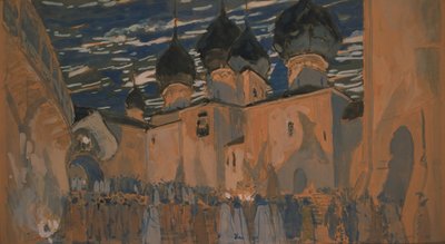 Cenografia para a ópera The Pskov Maiden de N. Rimsky-Korsakov, 1901 de Aleksandr Jakovlevic Golovin