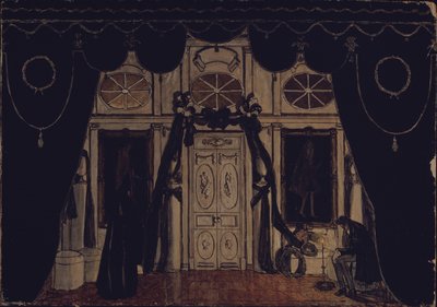 Cenografia da peça de teatro The Masquerade de M. Lermontov, 1917 de Aleksandr Jakovlevic Golovin