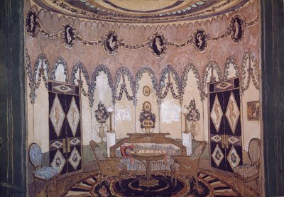 Cenografia da peça de teatro Two Brothers de M. Lermontov, 1915 de Aleksandr Jakovlevic Golovin