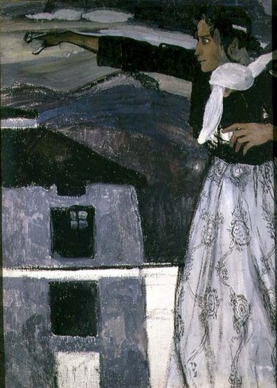 Mulher em cinzento (óleo sobre tela) de Aleksandr Jakovlevic Golovin