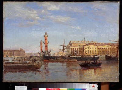 Vue de Saint Petersbourg depuis la Neva. (Vista de São Petersburgo a partir do Neva). Peinture de Alexander Karlovich Beggrov (1841-1914). Huile sur toile, 46 x 65 cm de Aleksandr Karlovich Beggrov