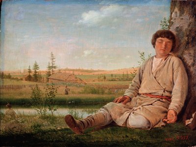 Garcon berger endormi (rapaz Sheperd adormecido) - Peinture de Alexei Gavrilovich Venetsianov (1780-1847), huile sur toile de Aleksei Gavrilovich Venetsianov