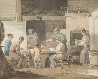 Hora do almoço, 1821 de Aleksei Gavrilovich Venetsianov