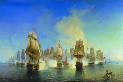 A batalha naval de Athos de Aleksei Petrovich Bogolyubov