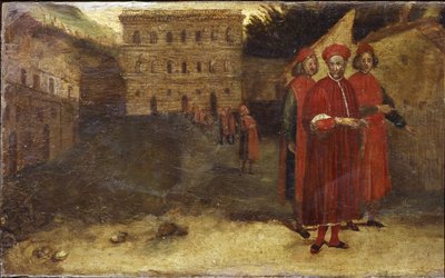 Luca Pitti, banqueiro italiano, em frente ao seu palácio (Palazzo Pitti) de Alessandro Allori