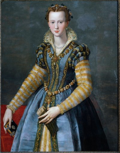 Retrato de Maria de Medicis, Esposa de Henrique IV e Mãe de Luís XIII de Alessandro Allori