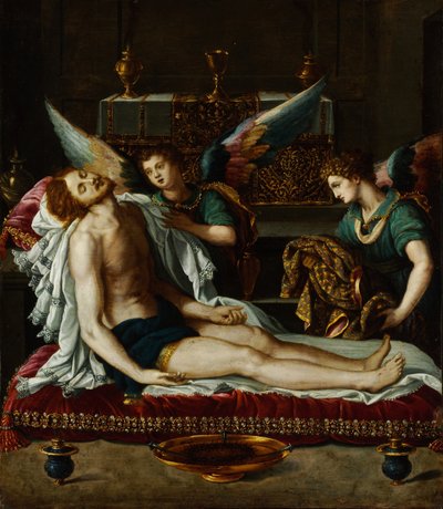 O Corpo de Cristo Ungido por Dois Anjos de Alessandro Allori