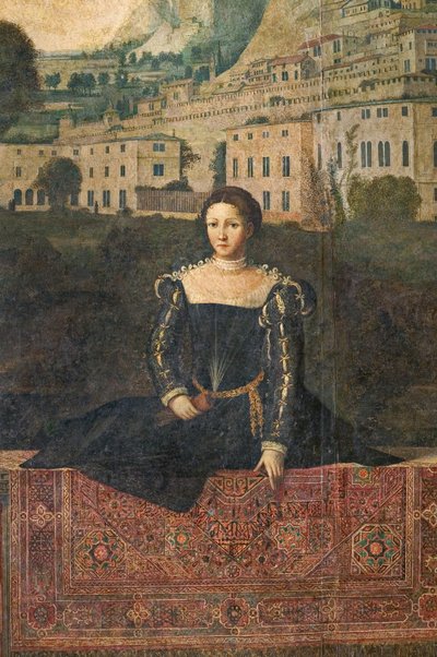 Retrato de uma nobre, detalhe da Pequena Sala das Damas Nobres (óleo sobre tela colado nas paredes) de Alessandro Bonvicino Moretto