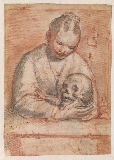 Santa Maria Madalena com uma caveira nos braços de Alessandro Casolani