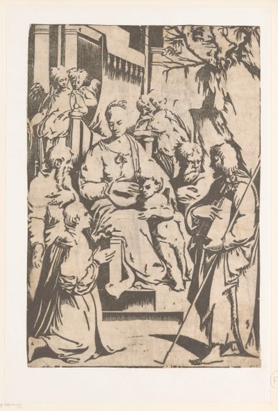 Maria com criança rodeada de santos de Alessandro Gandini