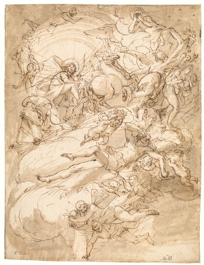 Apollo em sua carruagem, projeto para uma pintura de teto de Alessandro Gherardini