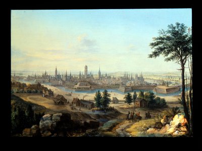 Uma vista de Danzig; Capriccio Vista de um palácio (metal: cobre prateado) de Alessandro Greuenbroeck