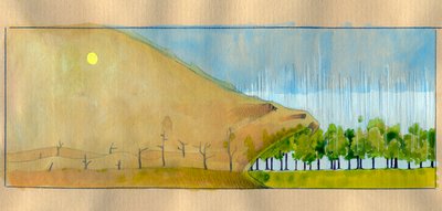 Alegoria da desflorestação, uma paisagem de árvores mortas como um monstro devorando a floresta Ilustração de Alessandro Lonati de Alessandro Lonati