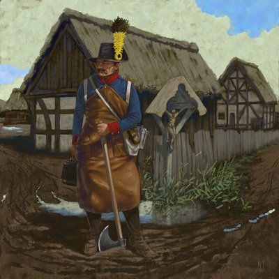 Sapador pioneiro austríaco, cerca de 1809, 2018 de Alessandro Lonati