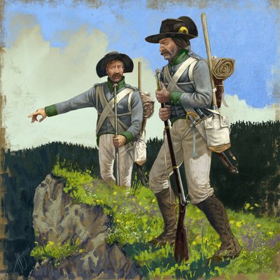 Pioneiros austríacos da perlustração, cerca de 1809, 2018 de Alessandro Lonati