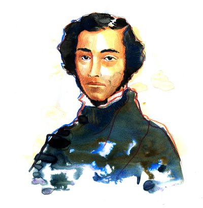 Charles-Alexis-Henri Clerel de Tocqueville (1805-59) - Retrato de Alexis de Tocqueville (Alexis Charles Henri Cleral de Tocqueville) (1805 - 1859), historiador e político francês de Alessandro Lonati