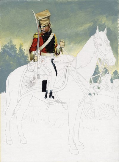 Primeiro Império (1804-1814 e 1815): soldado da cavalaria ligeira do grande exército napoleónico francês. Desenho inacabado de Alessandro Lonati. de Alessandro Lonati