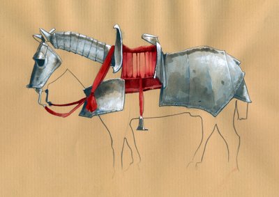 Ilustração da armadura do cavalo por Alessandro Lonati de Alessandro Lonati