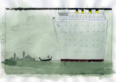 Impacto do tráfego na lagoa de Veneza, Itália Ilustração de Alessandro Lonati de Alessandro Lonati