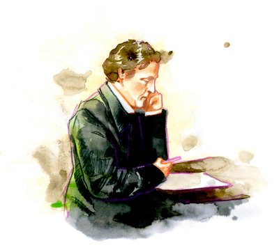 Lewis Carroll, escritor inglês - retrato de Lewis Carroll (Charles Lutwidge Dodgson de Alessandro Lonati