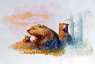 Ilustração da família dos ursos naturais por Alessandro Lonati de Alessandro Lonati