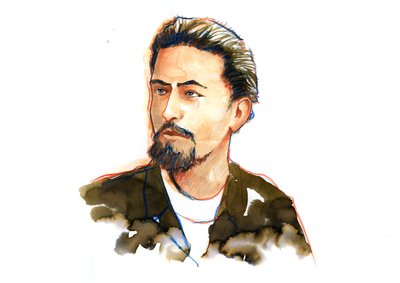 Retrato de Anton Chekov (Chekhov ou Chekhov de Alessandro Lonati